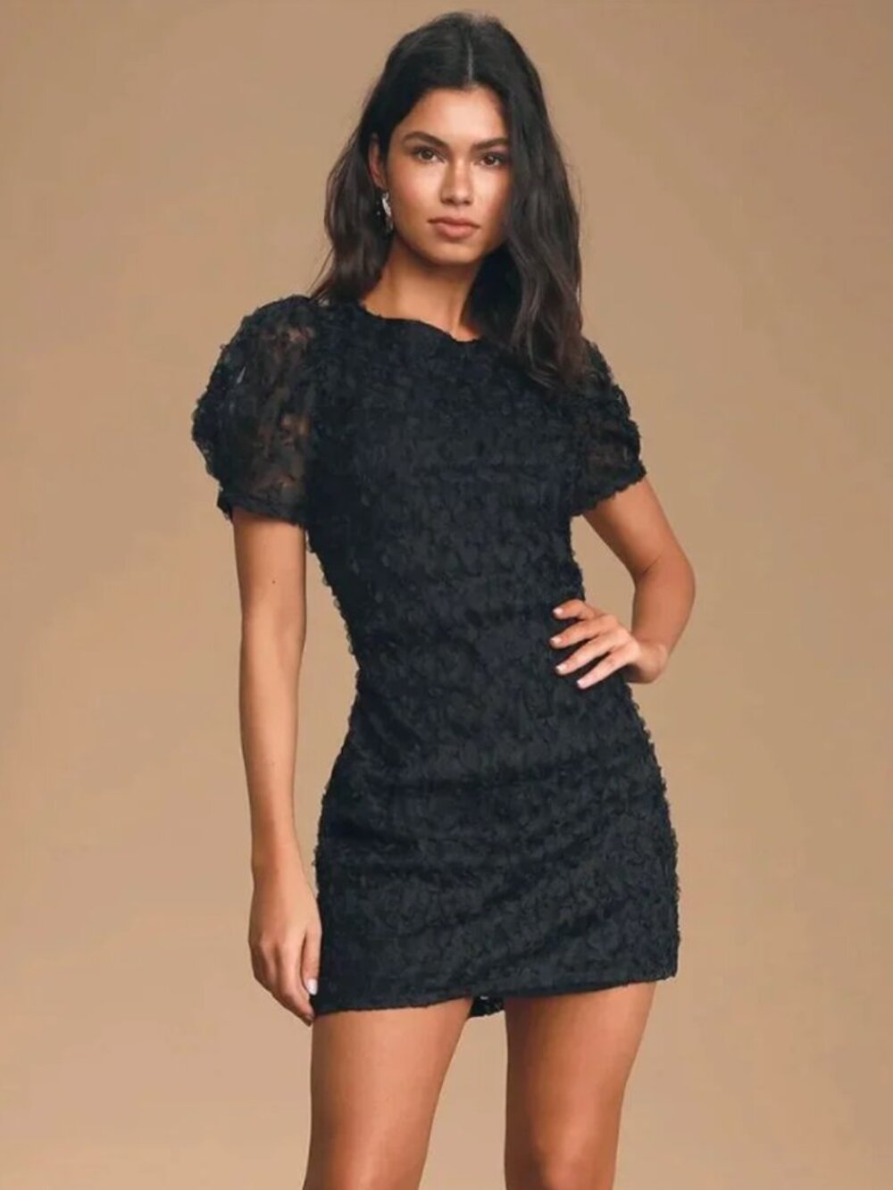 Lulus Black Puff Sleeve Cocktail Dress - Medium - NWT